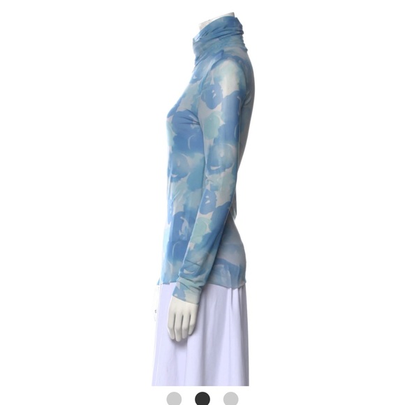 Ganni blue floral print turtleneck top - Picture 2 of 10